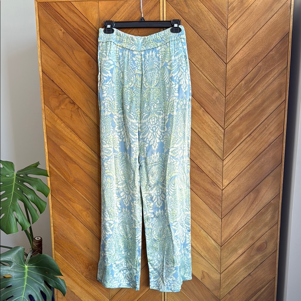Alexis Light Blue and Green Patterned Trousers